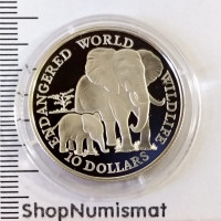 10 долларов 1990 Слоны, Острова Кука, Proof (Unc) [5]