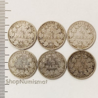 1/2 марки 1906, Германия, 6 монет VF